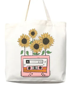 Flower Tote Bag Floral Canvas Tote Shopper Gift for Flower Lovers, Teachers, Library Bag Reusable Grocery Bag Eco-Friendly Readers' Tote Library Tote Librarian Gift (Tote Bag Only)