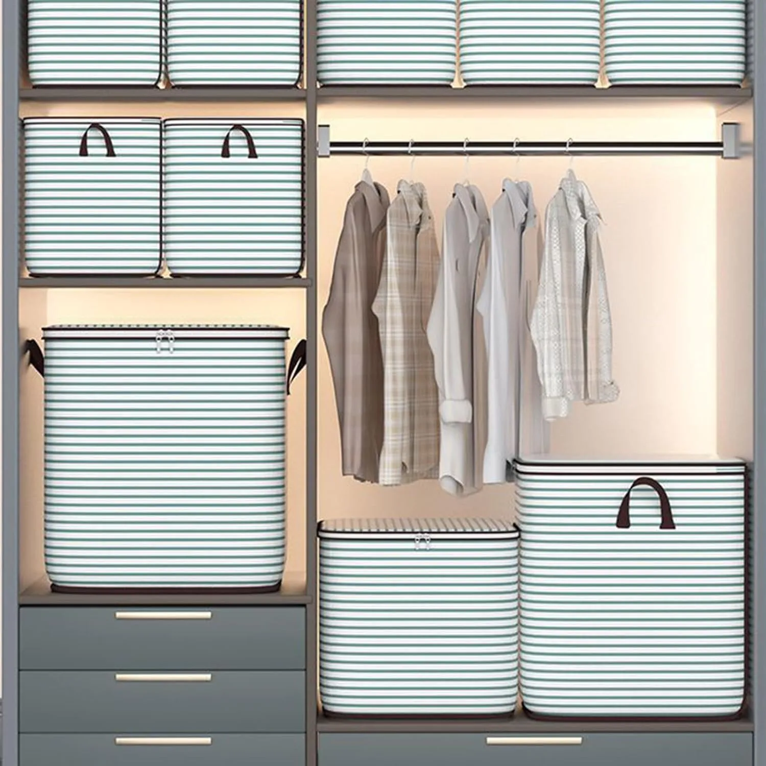 Foldable Organization and Storage with Sturdy Handle & Zipper Moving Bags Under Bed Storage Containers Clothing Storage Large Storage Bags for Comforter, Blankets, Bedding, Closet