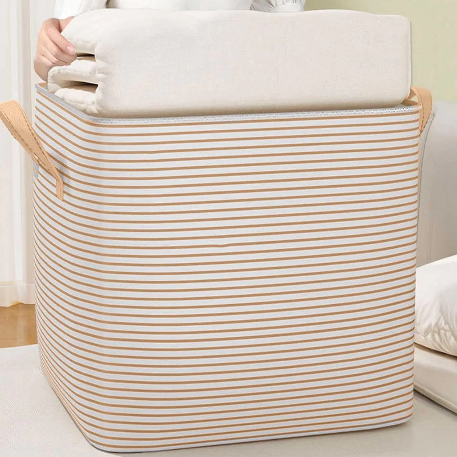 Foldable Organization and Storage with Sturdy Handle & Zipper Moving Bags Under Bed Storage Containers Clothing Storage Large Storage Bags for Comforter, Blankets, Bedding, Closet