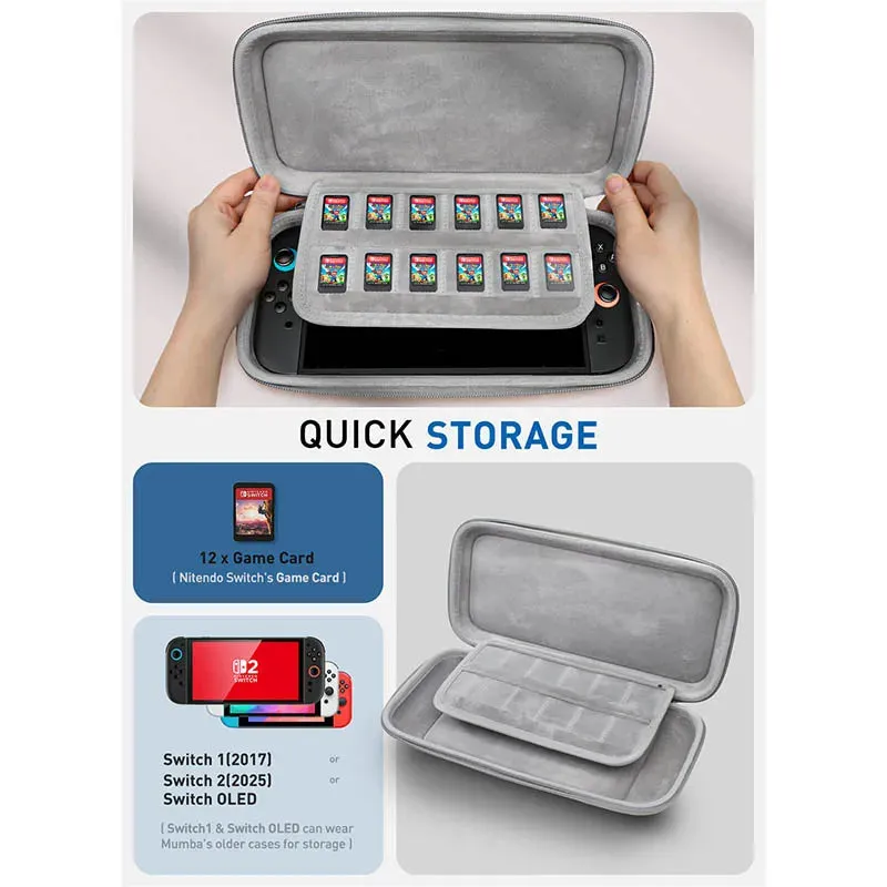 For Nintendo Switch 2 Mini Version Travel Portable Protective Bag / Case With 12 Game Cartridge Slot