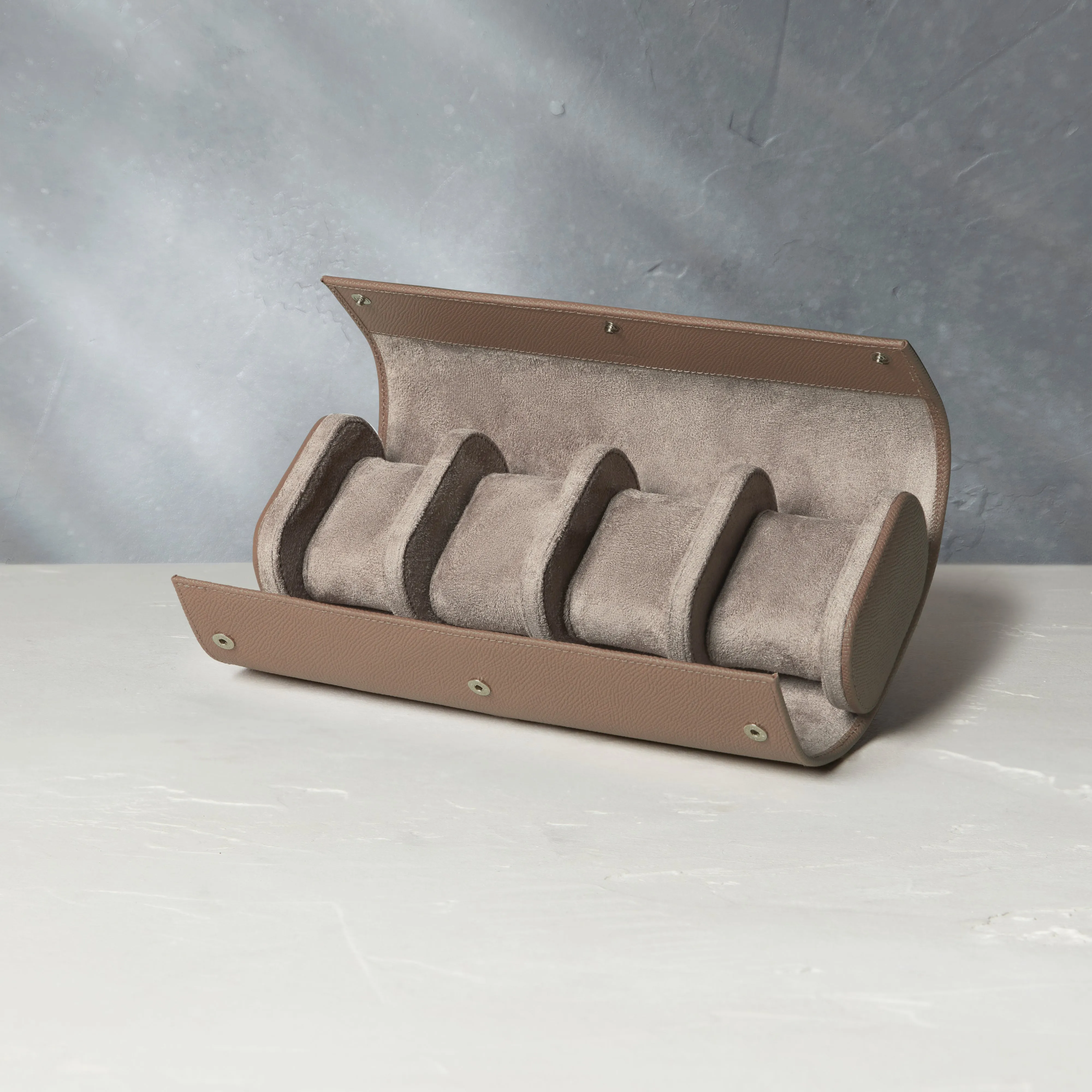 four-watch roll, grained leather