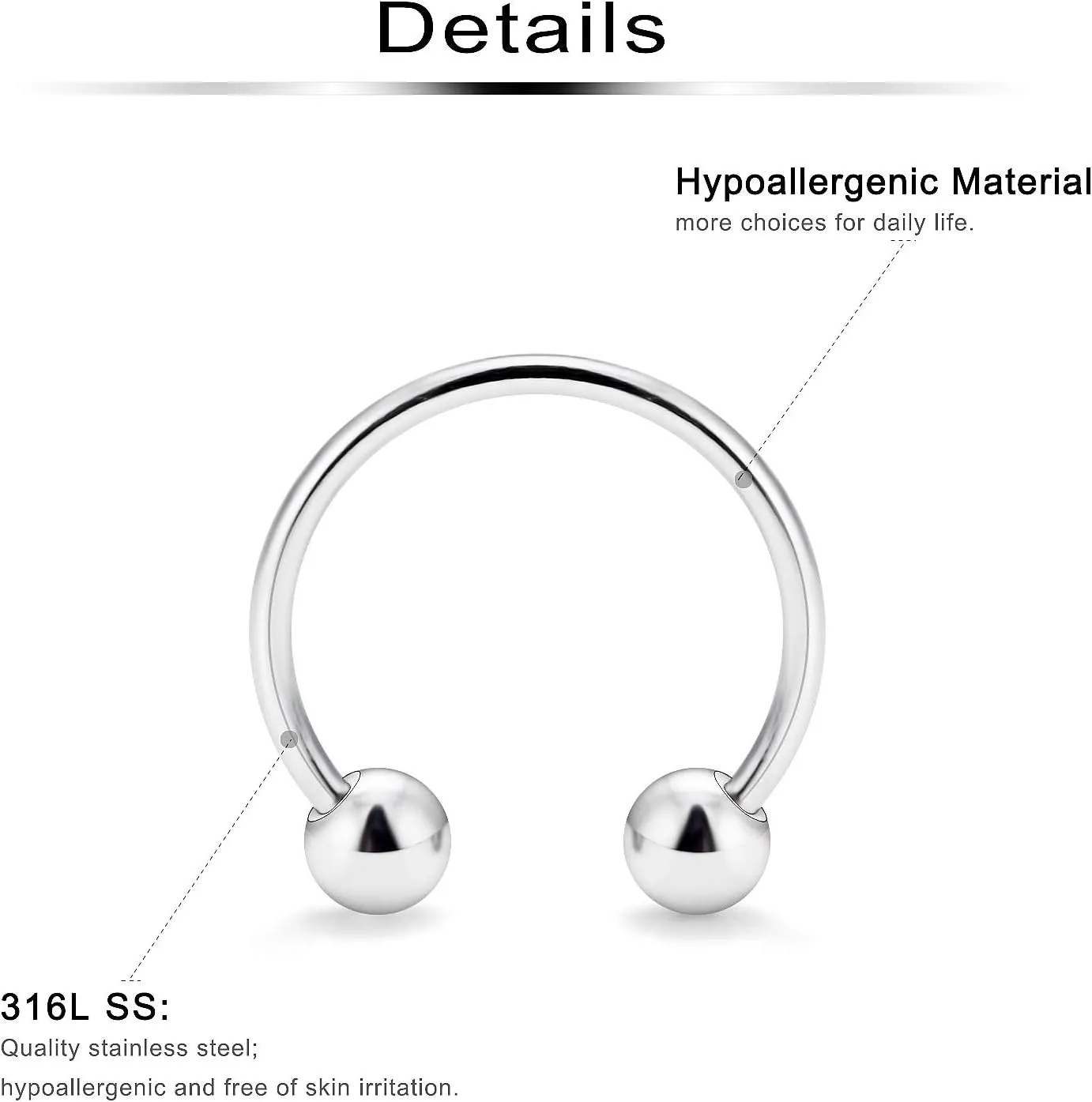 Ftovosyo 18-36PCS 20G Nose Hoop Rings Surgical Steel Septum Ring Tragus Cartilage Helix Hoop Earrings Lip Horseshoe Barbell Piercing Jewelry for Women Men 8mm 10mm 12mm