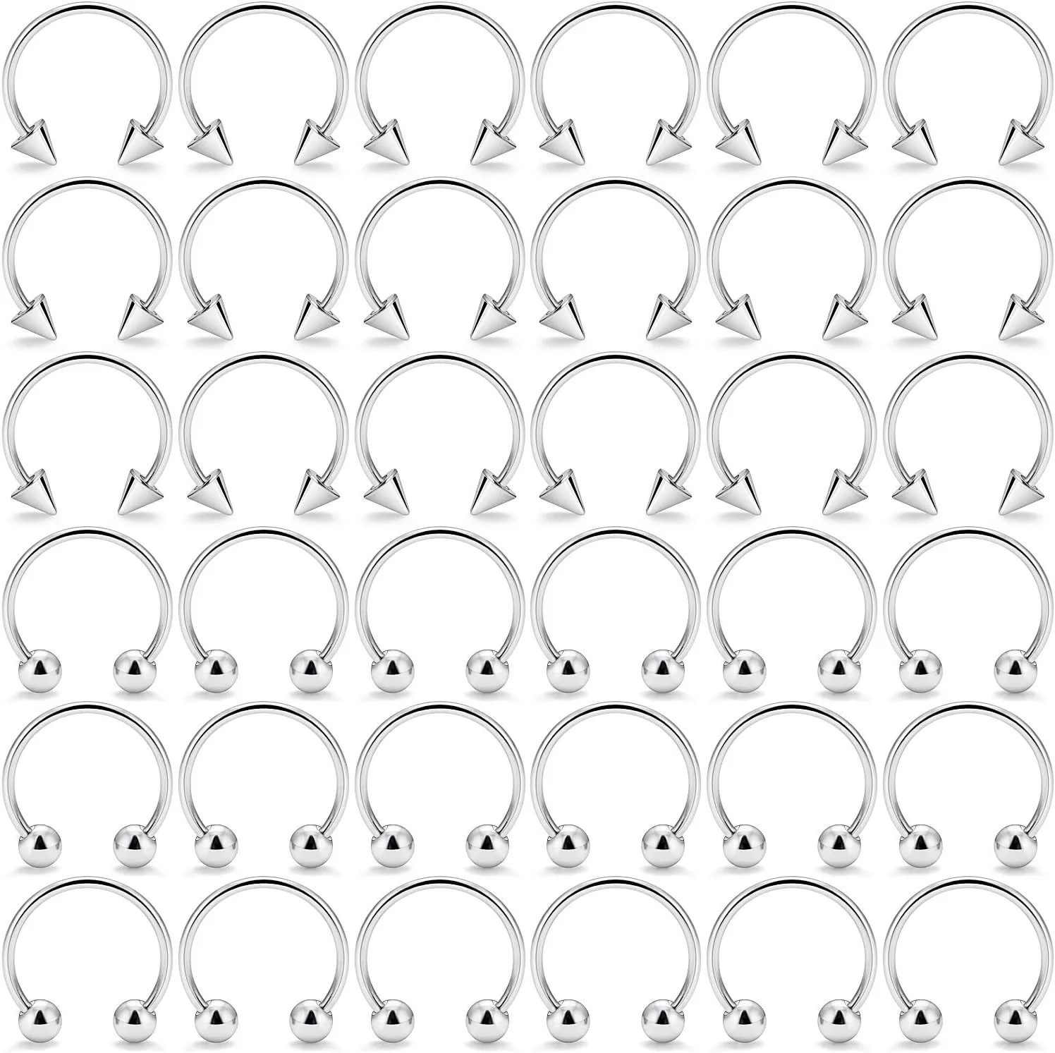 Ftovosyo 18-36PCS 20G Nose Hoop Rings Surgical Steel Septum Ring Tragus Cartilage Helix Hoop Earrings Lip Horseshoe Barbell Piercing Jewelry for Women Men 8mm 10mm 12mm