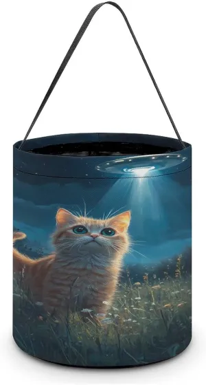 Funny Cat Halloween Candy Bag Candy Tote Bucket Gift Bags Party Supplies for Women Men
