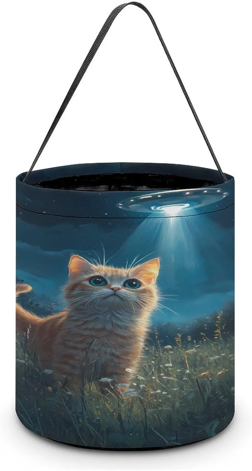 Funny Cat Halloween Candy Bag Candy Tote Bucket Gift Bags Party Supplies for Women Men