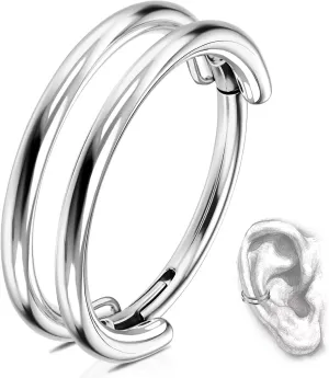 G23 Titanium Conch Piercing Jewelry Hoop: 16G 8mm/10mm/12mm Diamond Cartilage Earring Helix Double Piercing Hoop Septum Rings Hypoallergenic Nose Rings Hinged Segment Clicker Lip Rings Rook Daith Tragus Earrings