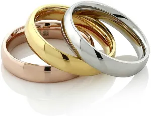 Gem Stone King Stainless Steel Rose Yellow Gold and Silver 3 Tri-Color Stacking Set of 3 Band Ring (Available 5,6,7,8,9,10,11)