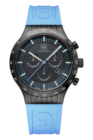 Gents Black Steel Glock Watch with Black Dial and Chronodial