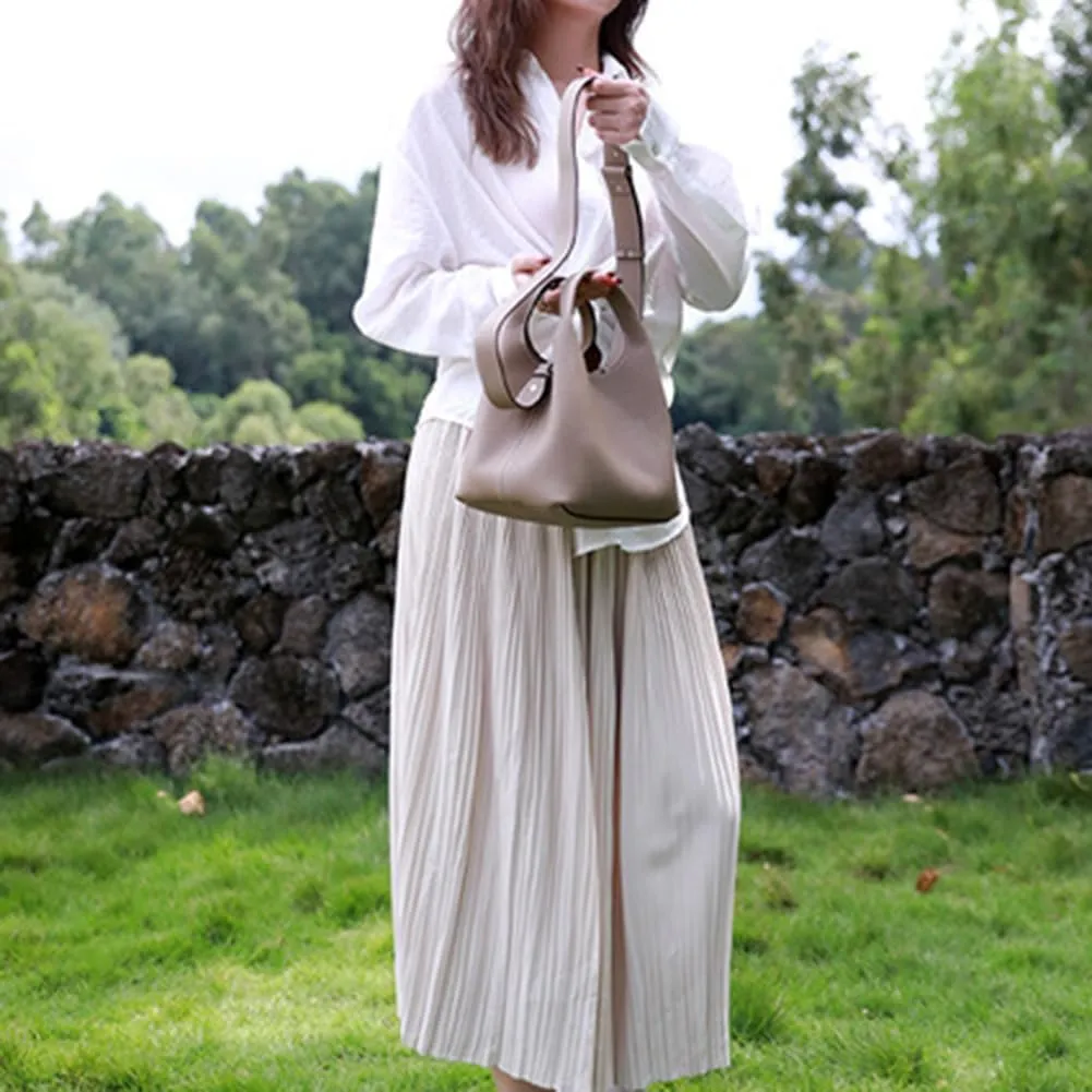 Genuine Leather Bucket Tote Bag Hobo Crossbody Bags for Women Trendy Purses Handbags Shoulder Purse Everyday Purse