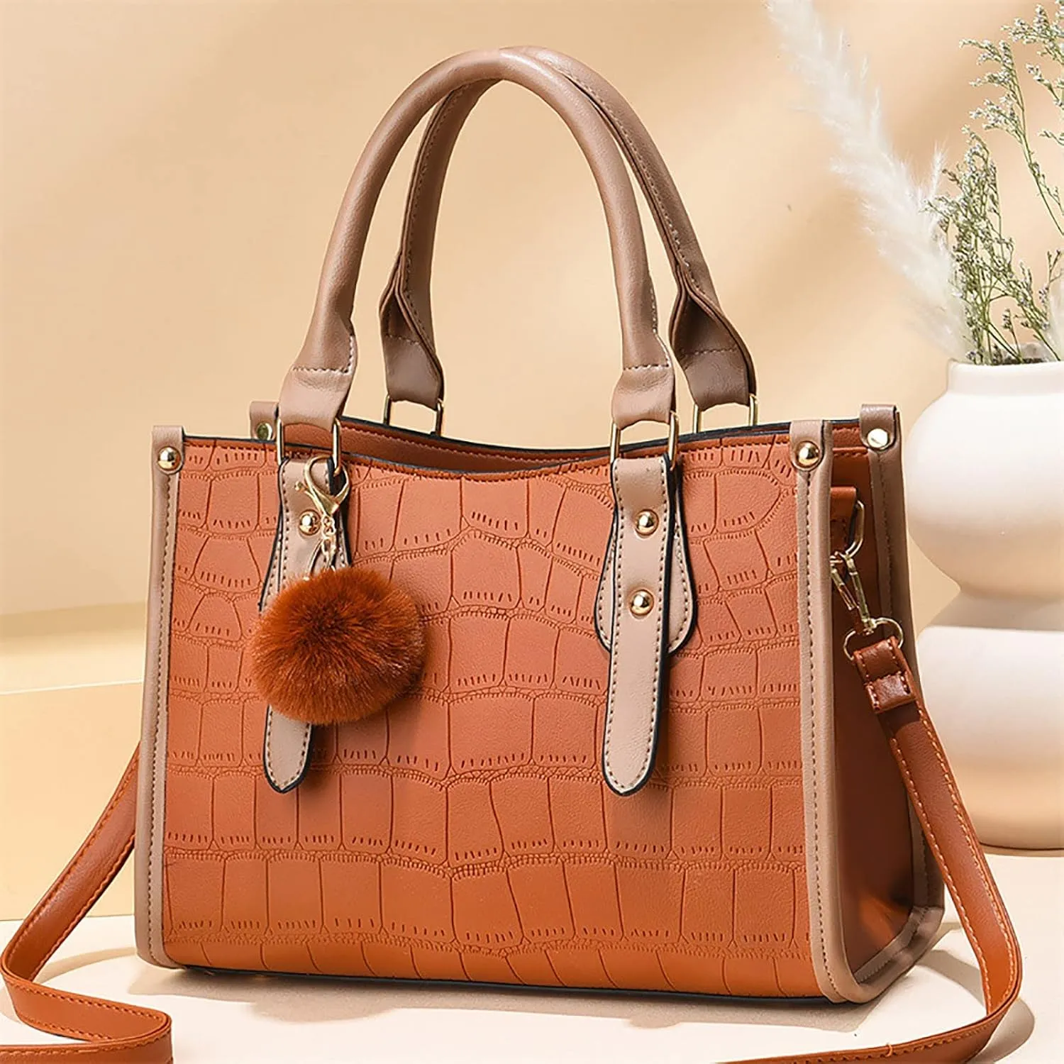 Genuine Leather Crossbody Bags for Women Large Casual Handbags for Work Dating Womens Bucket Purse