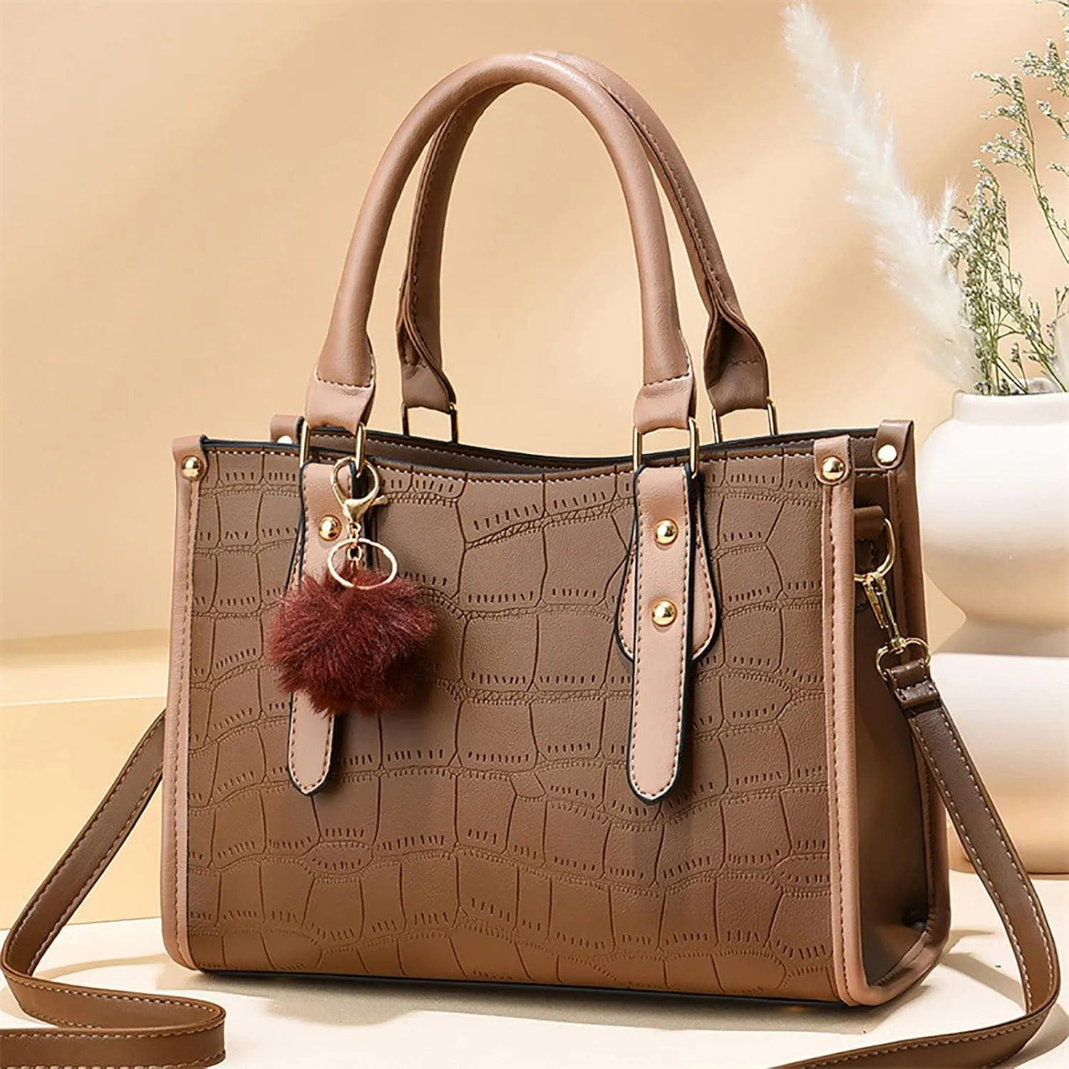 Genuine Leather Crossbody Bags for Women Large Casual Handbags for Work Dating Womens Bucket Purse