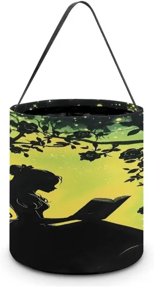 Girl Reading Book Halloween Candy Bag Candy Tote Bucket Gift Bags Party Supplies for Women Men