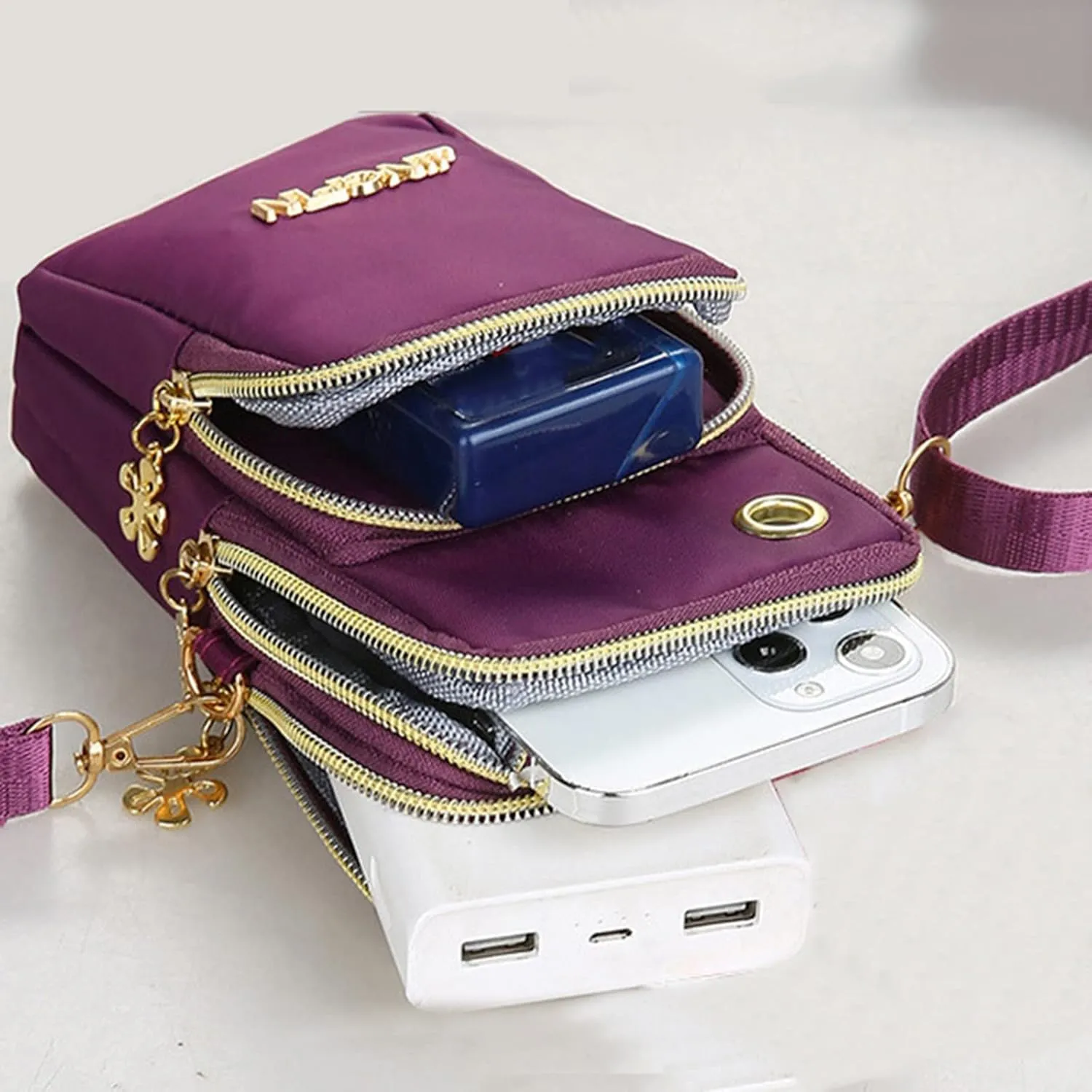 Girls Running Sports Crossbody Mobile Phone Bags Fashion Telephone Arm Bags For Women Portable (Purple, One Size)