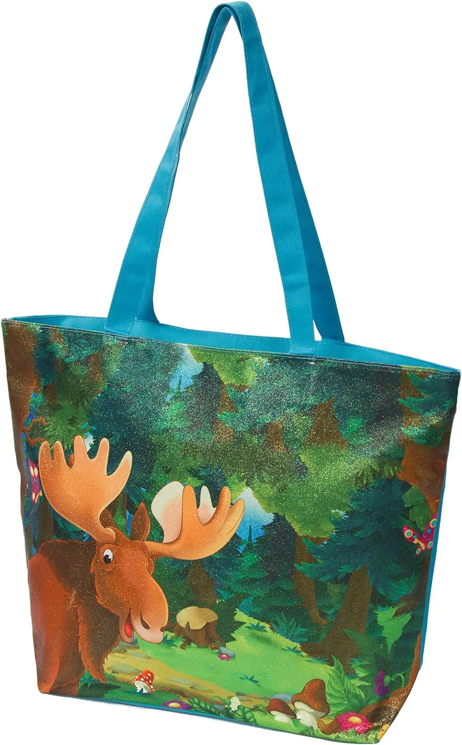 Glitter Tote Bag, Travel Tote Bag, Water Resistant Beach Bag (L17"xH13"xW4", Glitter Moose #1)