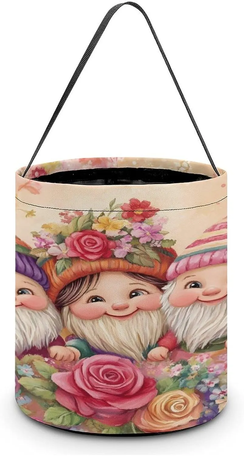 Gnome Rose Flower Halloween Candy Bag Candy Tote Bucket Gift Bags Party Supplies for Women Men