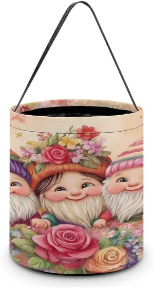 Gnome Rose Flower Halloween Candy Bag Candy Tote Bucket Gift Bags Party Supplies for Women Men