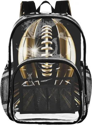 Gold American Football Backpack for School Kids, Clear Plastic Bags, Clear Bag, Kid Backpacks