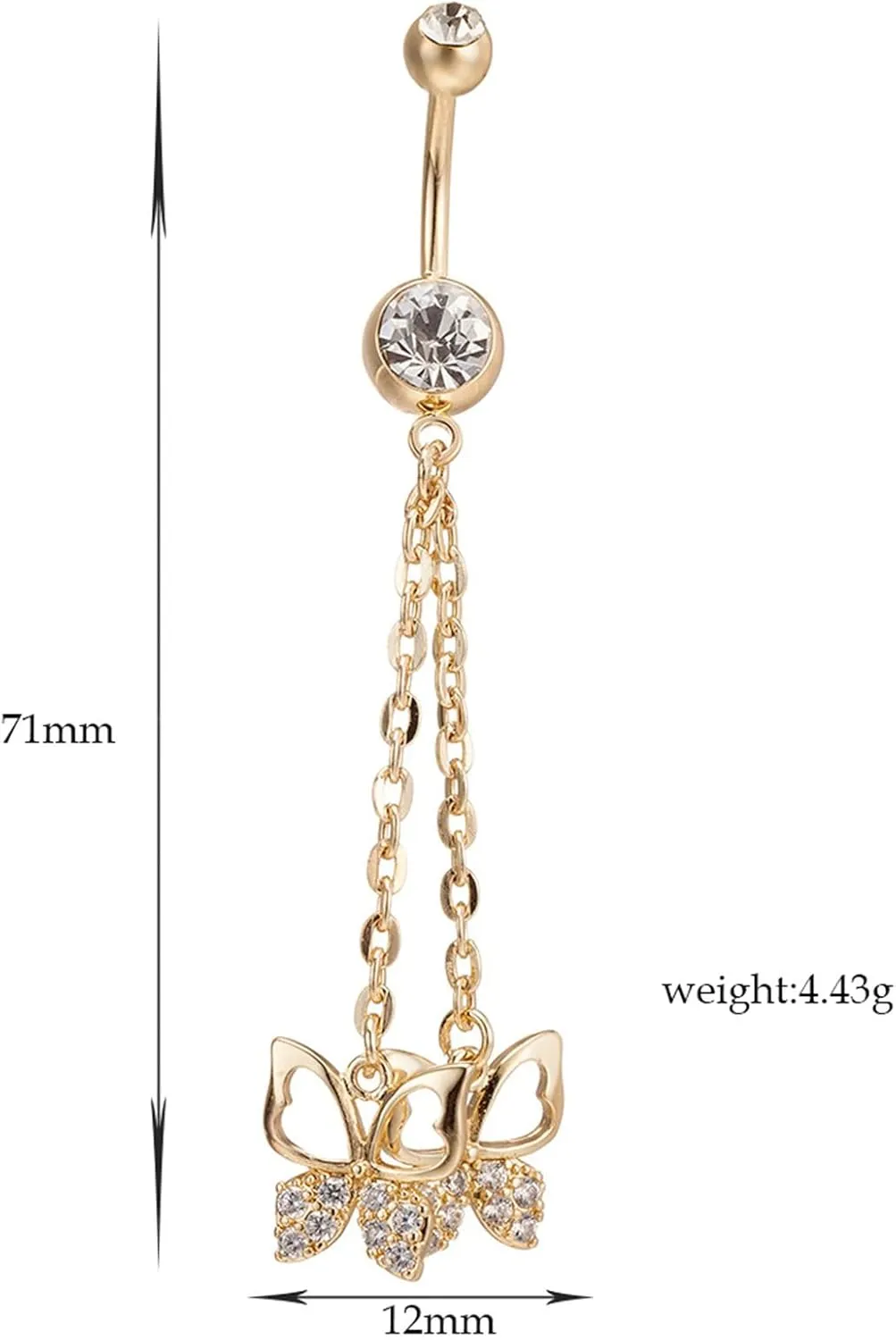 Gualiy Navel Rings Stainless Steel Chain with Butterflies Belly Rings Jewelry