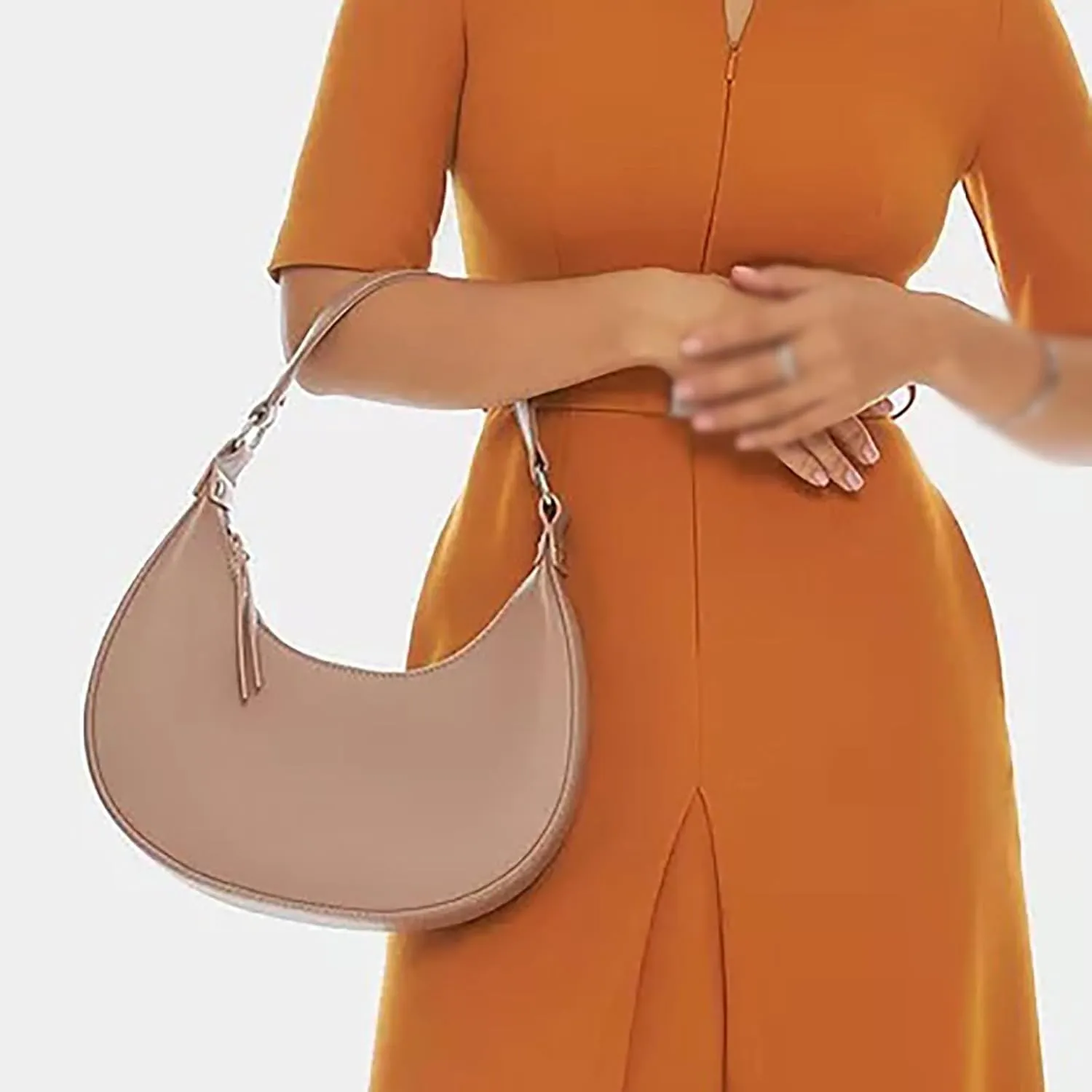 Half Moon Clutch Bag For Women Leather Bag Women's Shoulder Bags Womens Shoulder Bags (Khaki, One Size)