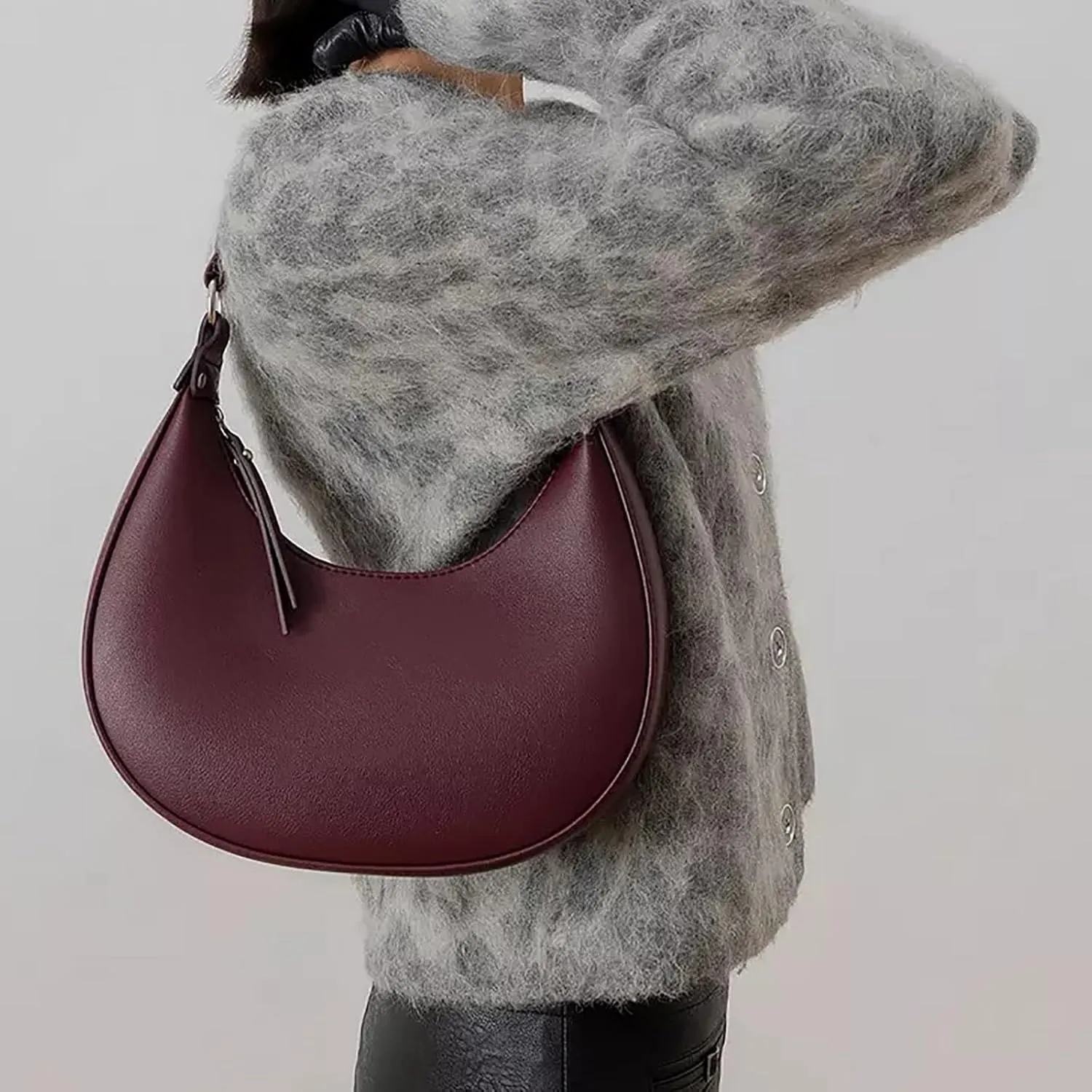 Half Moon Clutch Bag For Women Leather Bag Women's Shoulder Bags Womens Shoulder Bags (One Size)