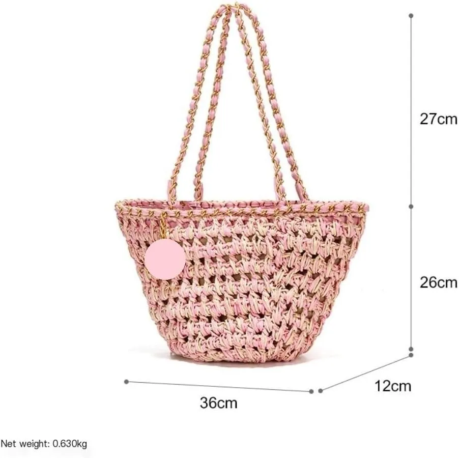 Handbag Hand-Woven Handbags, Fragrant Beach Bags, Straw Bags, Fashionable All-Match Women's Bags Straw Bags(Brown)