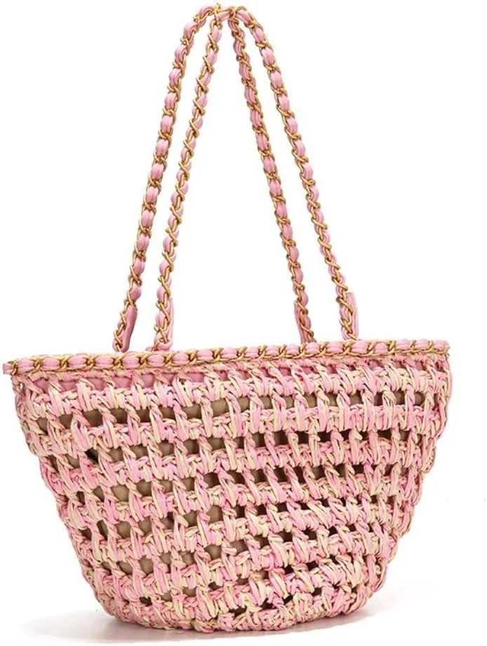 Handbag Hand-Woven Handbags, Fragrant Beach Bags, Straw Bags, Fashionable All-Match Women's Bags Straw Bags(Brown)