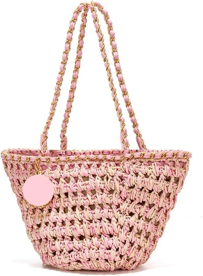 Handbag Hand-Woven Handbags, Fragrant Beach Bags, Straw Bags, Fashionable All-Match Women's Bags Straw Bags(Brown)