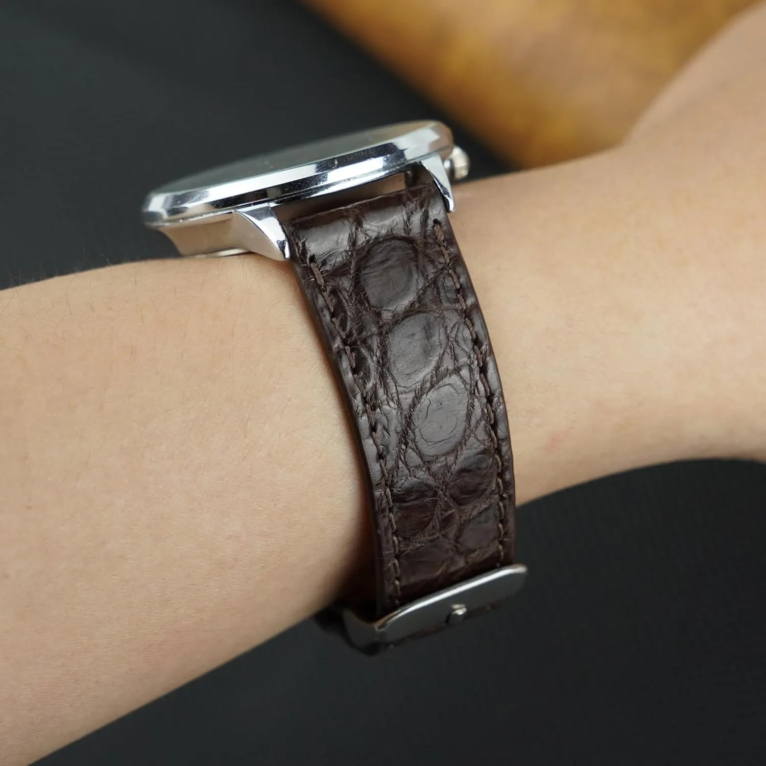 Handmade Slim AIIi-gator Watch Band Men Quick Release Thin Croc Premium Flat Leather Watch Strap Replacement Bespoke 18mm 19mm 20mm 21mm 22mm 24mm