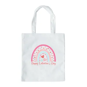 Happy Valentines Day Rainbow Tote Bag, Valentine's Day Tote, Valentine Gift Tote Bag, Reusable Valentines Bag, Love Tote Bag, Custom Tote Bag