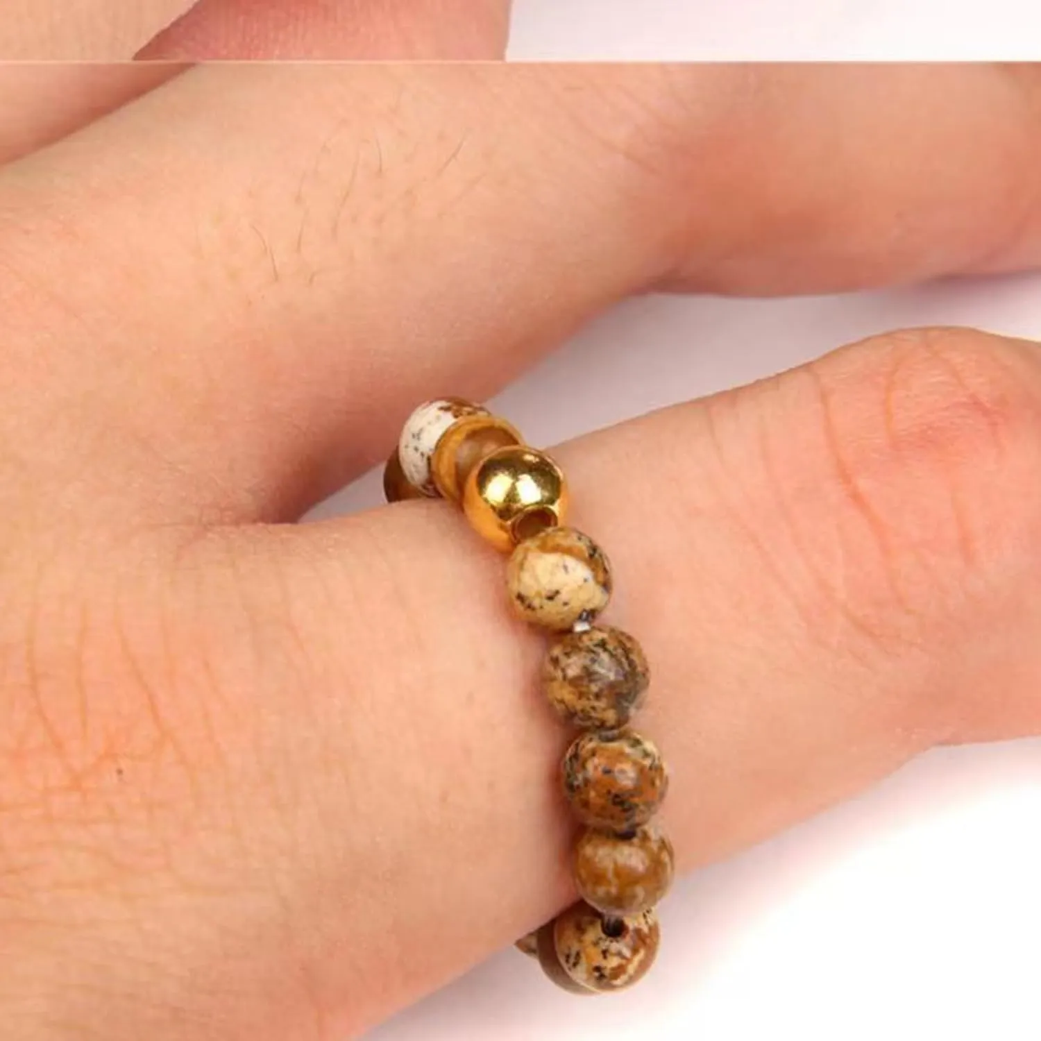 Harry and Henry Anxiety Rings for Women 4mm Natural Stone Beads Ring Healing Stone Rings Jewelry Birthday Gift for Girls