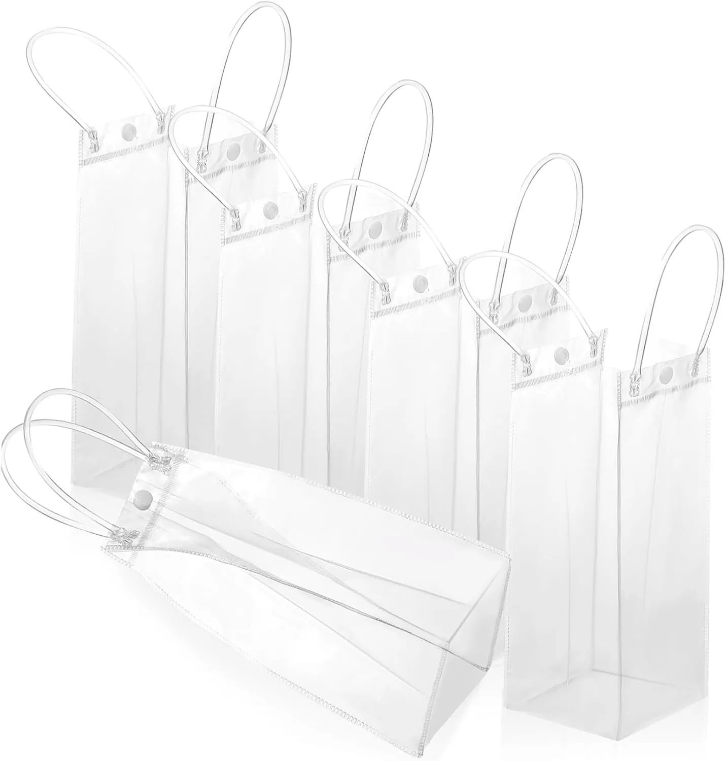 Healifty Medium Size Pvc Handbags Button Design Reusable Washable Bags for Party Favors Small Bag Handles for Retail