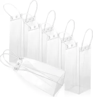 Healifty Medium Size Pvc Handbags Button Design Reusable Washable Bags for Party Favors Small Bag Handles for Retail