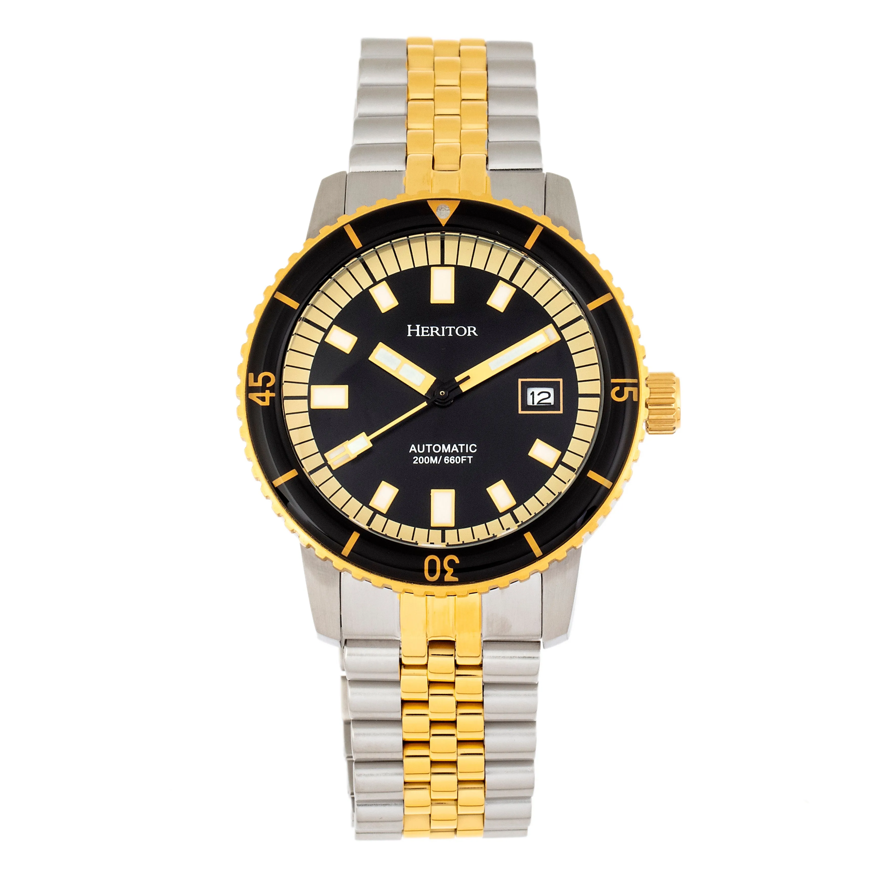 Heritor Automatic Edgard Bracelet Diver's Watch w/Date - Black