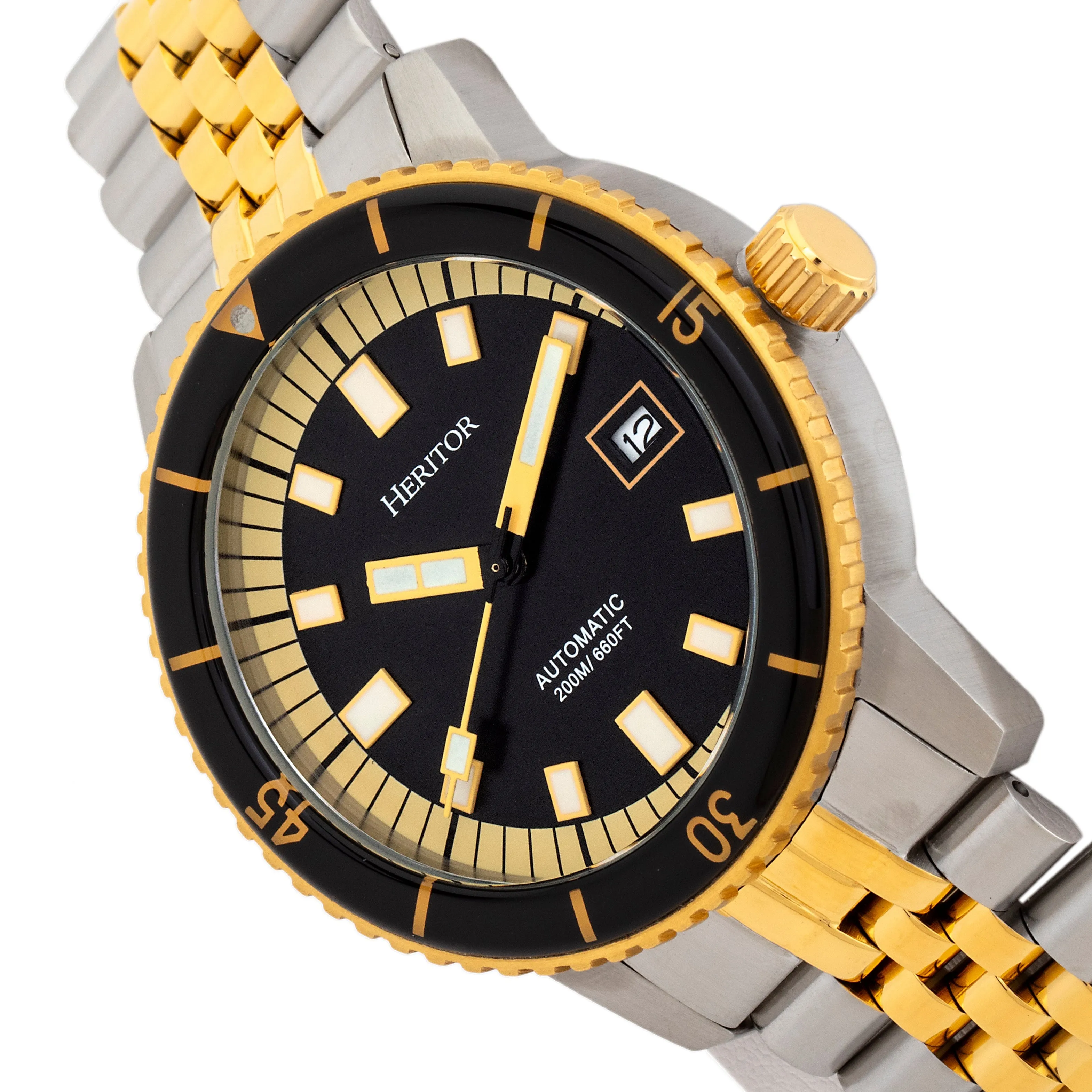 Heritor Automatic Edgard Bracelet Diver's Watch w/Date - Black