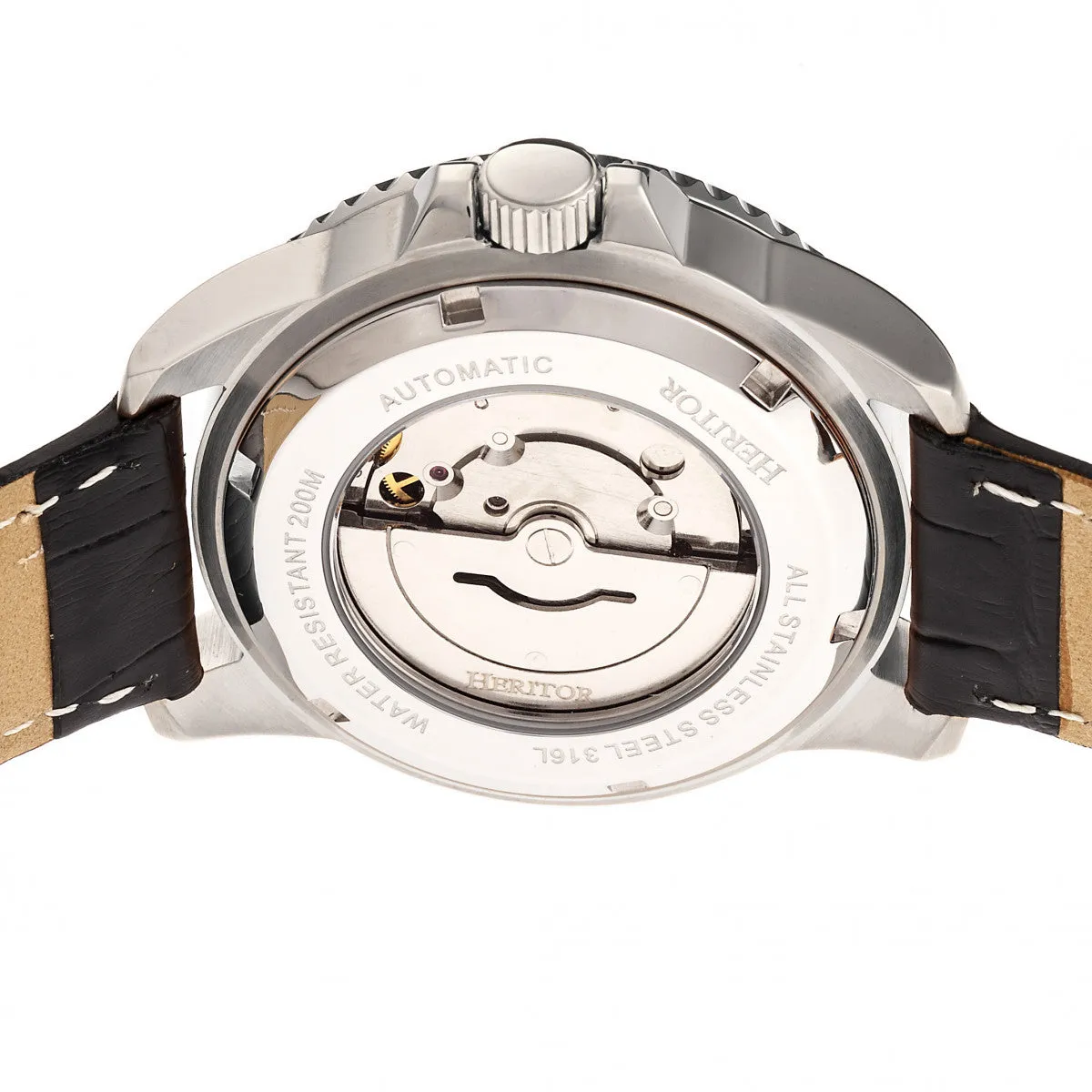 Heritor Automatic Lucius Leather-Band Watch w/Date - Silver/Blue