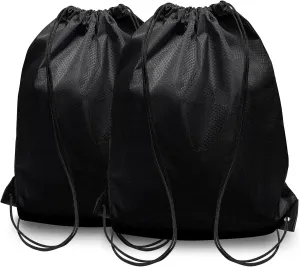 HIIXHC 2-Pack Black Drawstring Backpacks, X-Large 22.4"x17.5", Lightweight & Washable, Perfect for Gym, Sports, Travel - Men & Women (2, Black)