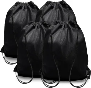 HIIXHC 2-Pack Black Drawstring Backpacks, X-Large 22.4"x17.5", Lightweight & Washable, Perfect for Gym, Sports, Travel - Men & Women (4, Black)