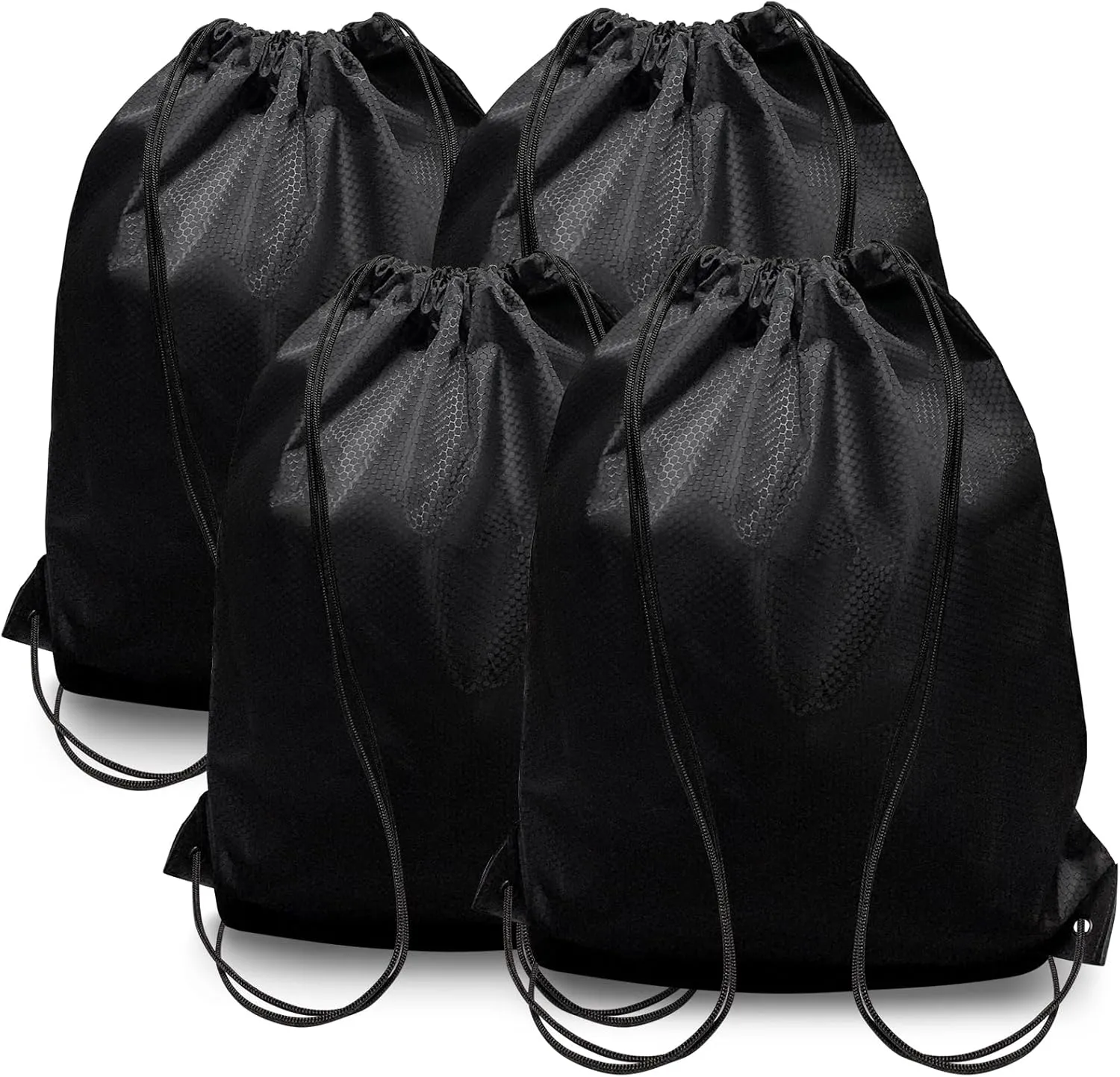 HIIXHC 2-Pack Black Drawstring Backpacks, X-Large 22.4"x17.5", Lightweight & Washable, Perfect for Gym, Sports, Travel - Men & Women (4, Black)