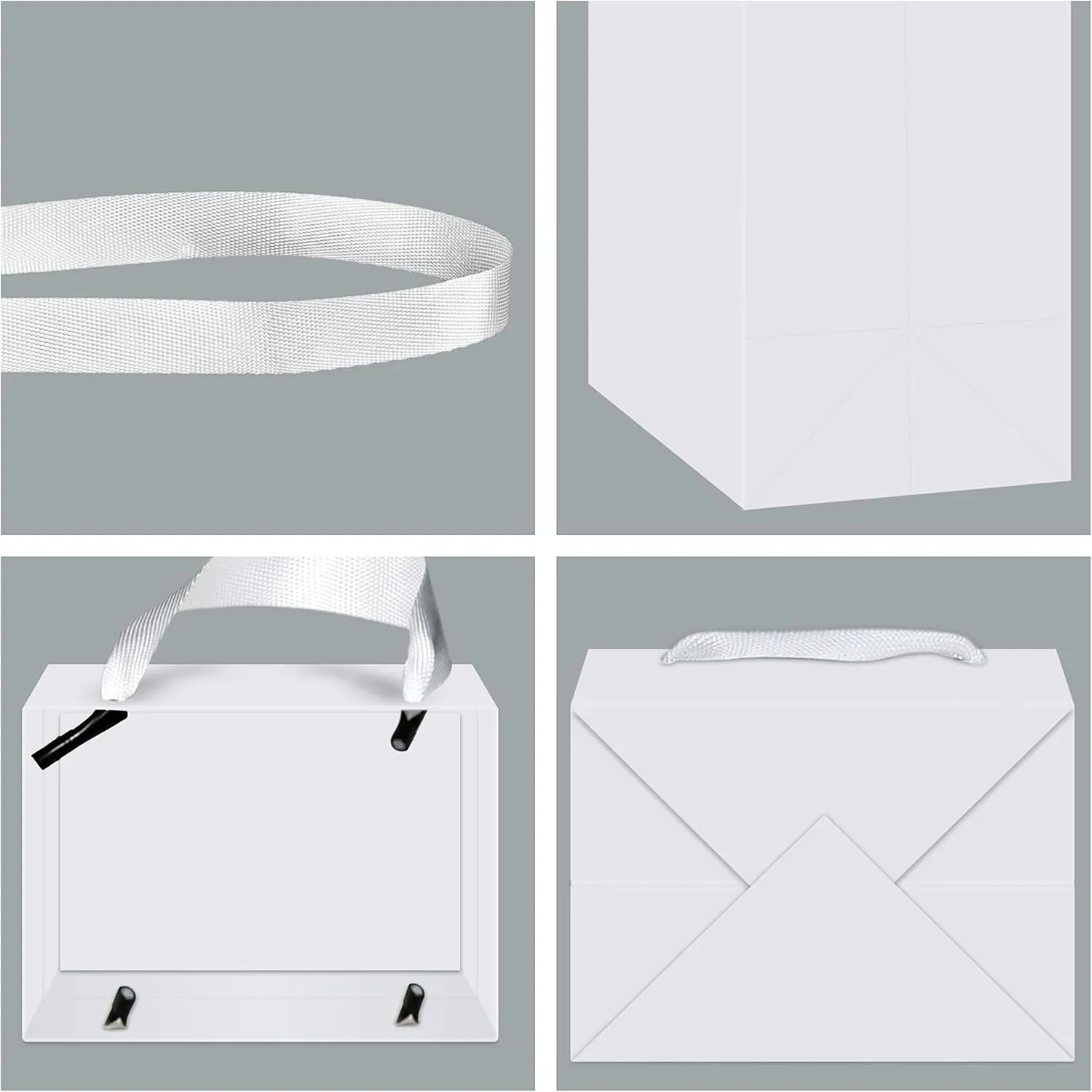 HUAPRINT White Gift Bags, 12 Pack Small White Paper Bags with Handles - Bulk-4x2.75x4.5 inch, Mini Party Favors for Presents, Birthday, Weddings, Baby Showers
