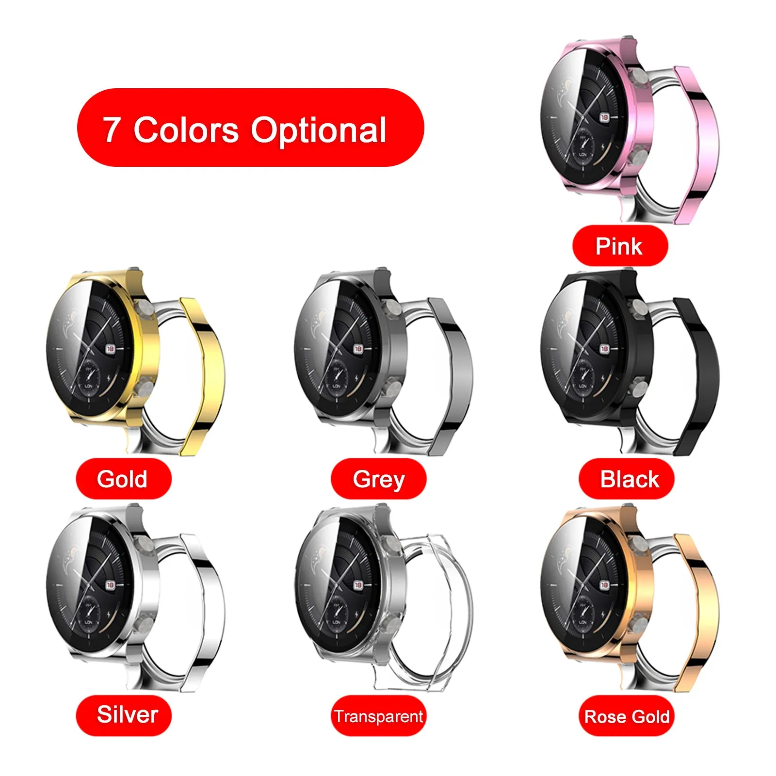 HUAWEI WATCH GT 2 Pro Plating Case With HD Tempered Glass Screen Protector - Grey