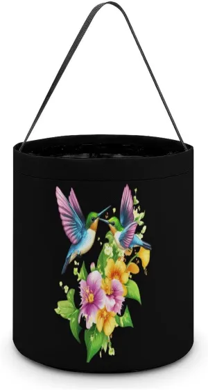 Hummingbirds Flowers Print Halloween Candy Bag Candy Tote Bucket Gift Bags Party Supplies for Women Men