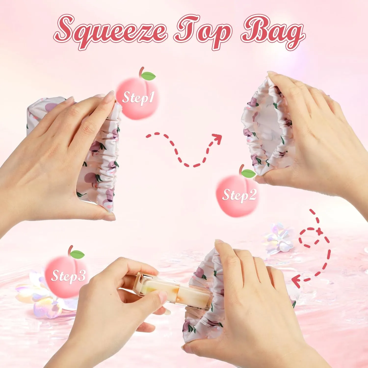 ISKYBOB 3PCS Small Makeup Bag for Purse, Portable Waterproof Pocket Cosmetic Bag Squeeze Top Coin Purse for Women Snap Closure Organizer Pouch Mini Self-Closing Lipstick Pouchic for Travel