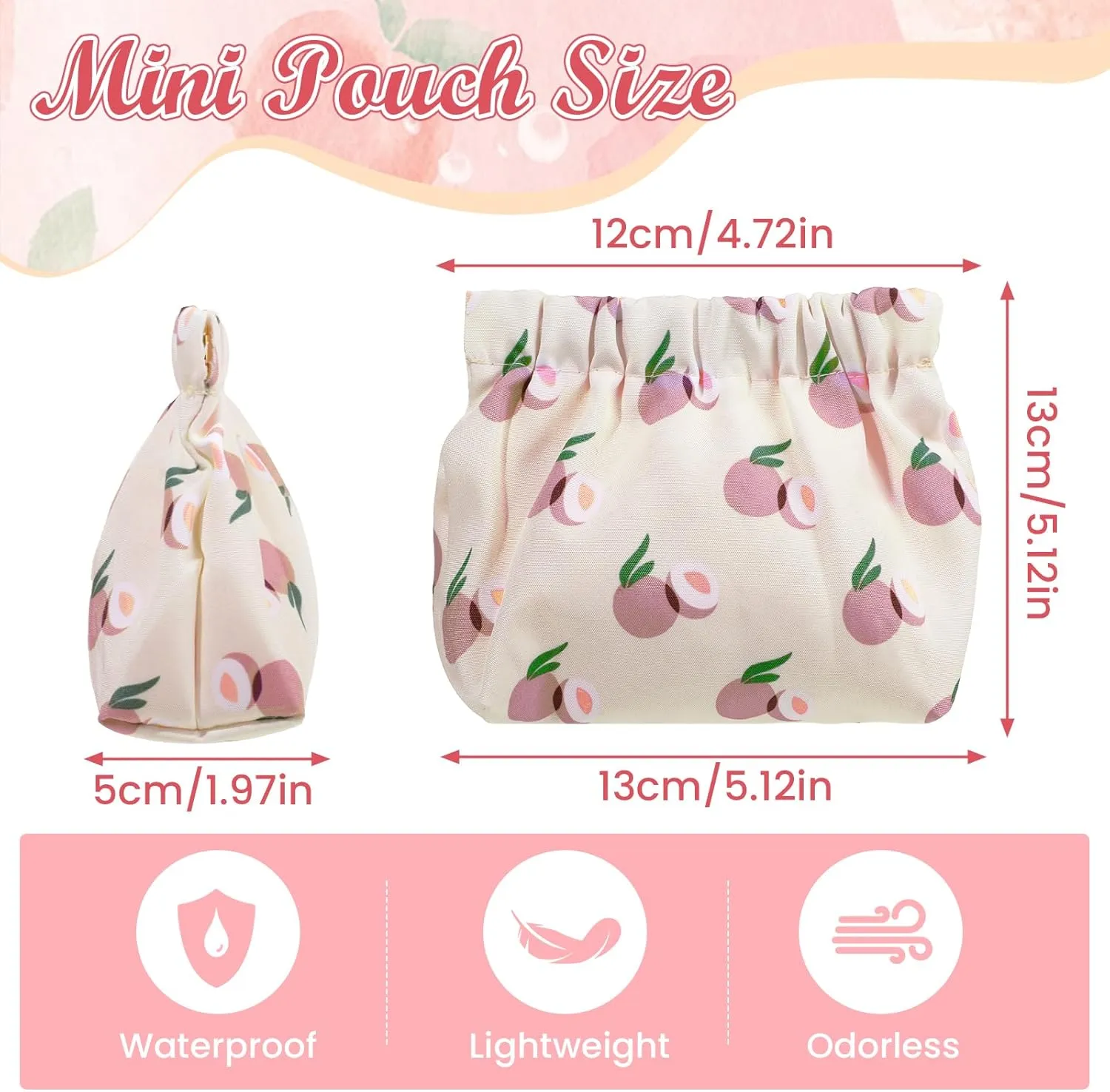 ISKYBOB 3PCS Small Makeup Bag for Purse, Portable Waterproof Pocket Cosmetic Bag Squeeze Top Coin Purse for Women Snap Closure Organizer Pouch Mini Self-Closing Lipstick Pouchic for Travel