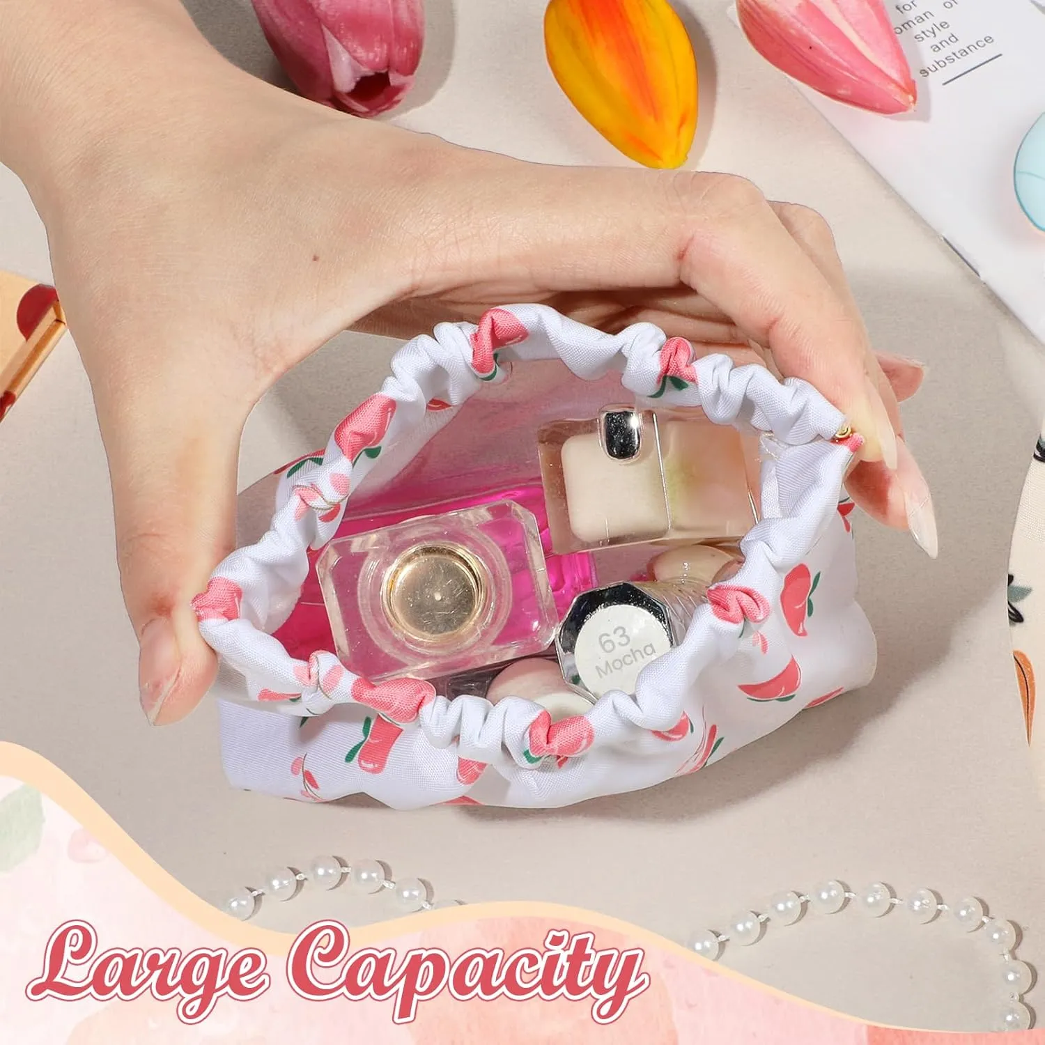 ISKYBOB 3PCS Small Makeup Bag for Purse, Portable Waterproof Pocket Cosmetic Bag Squeeze Top Coin Purse for Women Snap Closure Organizer Pouch Mini Self-Closing Lipstick Pouchic for Travel
