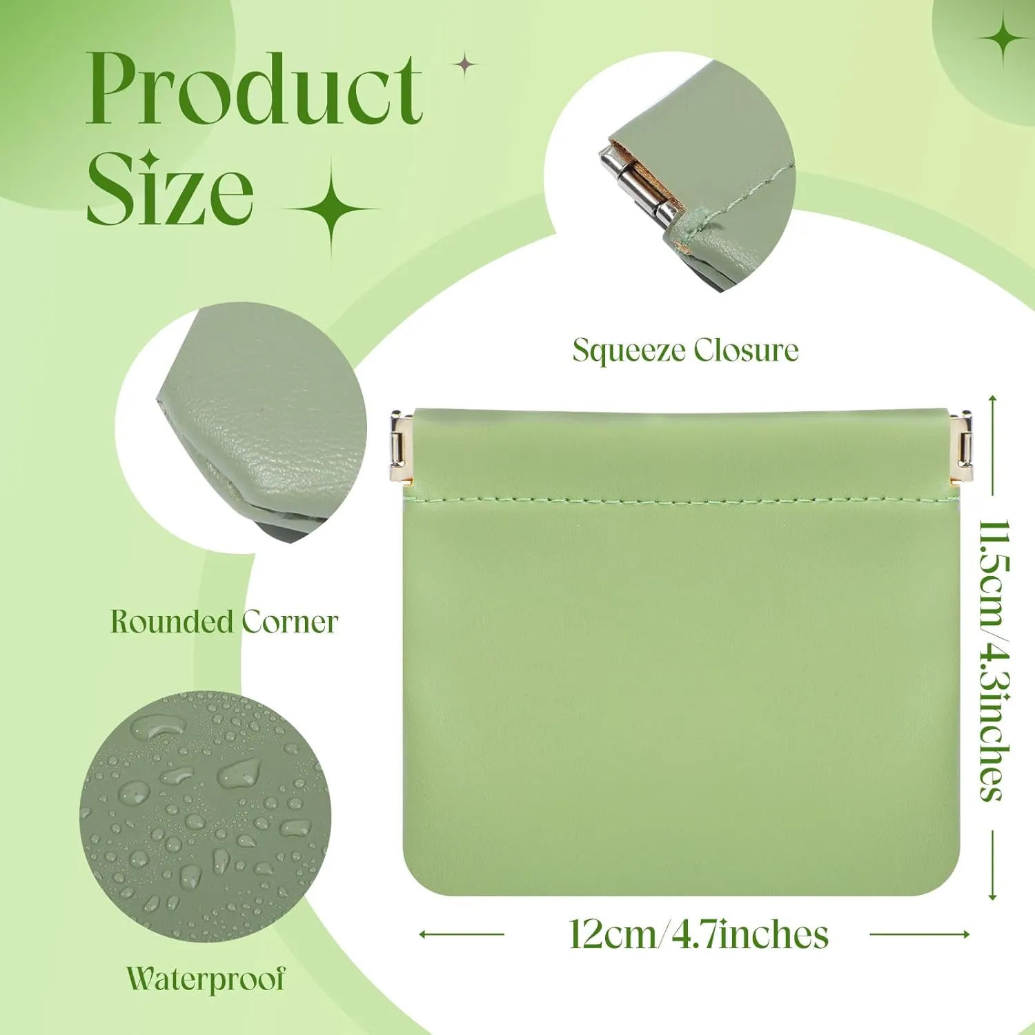 ISKYBOB Pocket Cosmetic Bag Squeeze Top, 4 Pcs Small Makeup Bag for Purse Portable Coin Pouch for Women Self-Closing Leather Pouches for Purse Mini Travel Cosmetic Organizer Kit (Macaron)