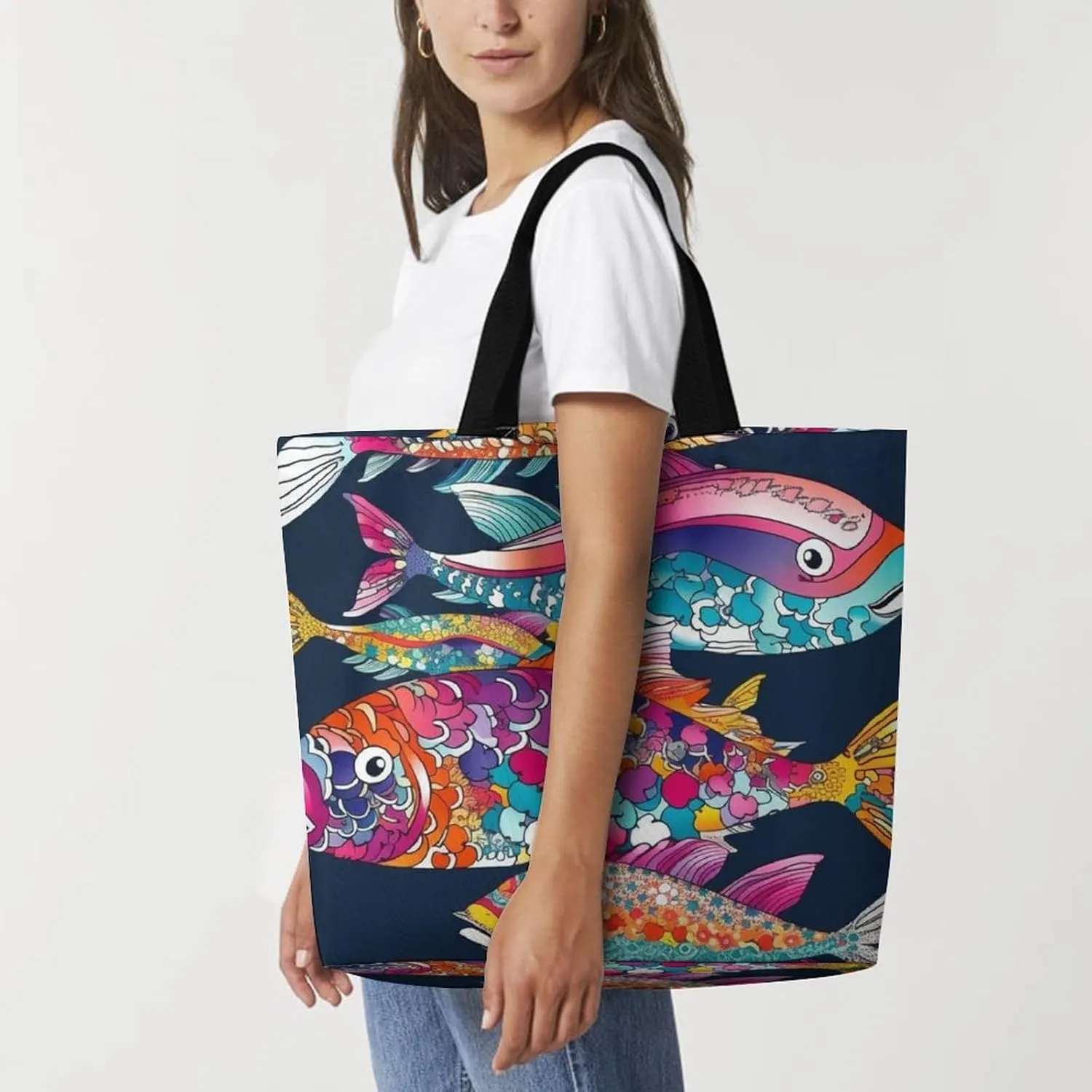 Italian Town Street Beach Bag Reusable Tote Bag Foldable Grocery Bags Women Shopping Bags for Daily Essentials