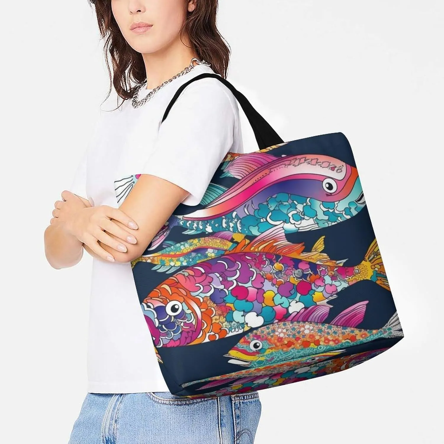 Italian Town Street Beach Bag Reusable Tote Bag Foldable Grocery Bags Women Shopping Bags for Daily Essentials