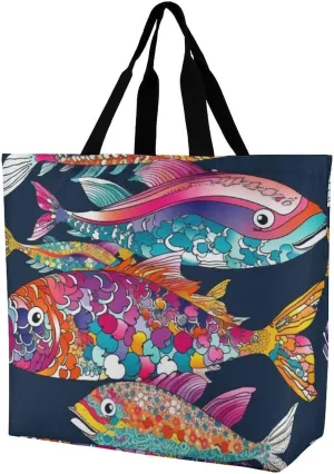 Italian Town Street Beach Bag Reusable Tote Bag Foldable Grocery Bags Women Shopping Bags for Daily Essentials