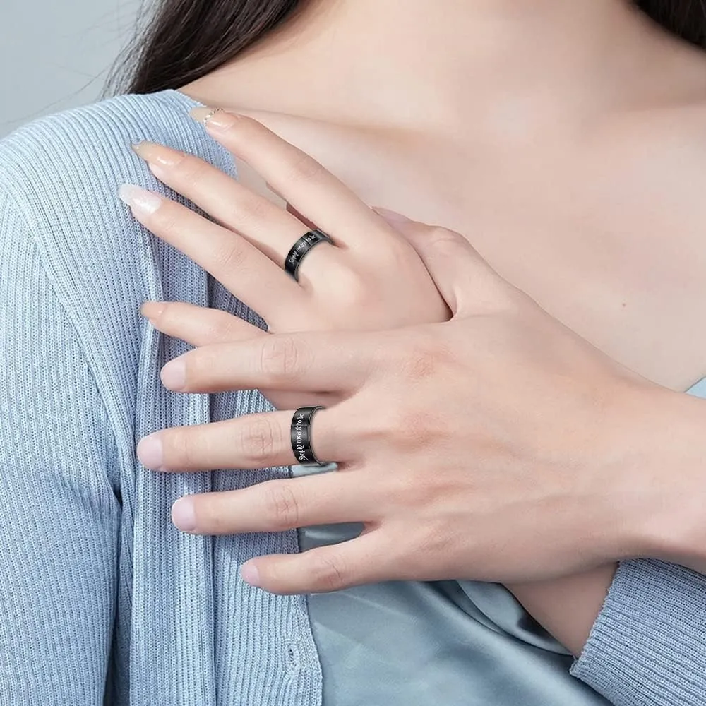 Jack and Sally Matching Rings for Couples Simply Meant to Be Promise Rings Skull Wedding Band Black Stainless Steel Engagement Jewelry Anniversary Valentine's Day Romantic Gifts for Women Men Lover