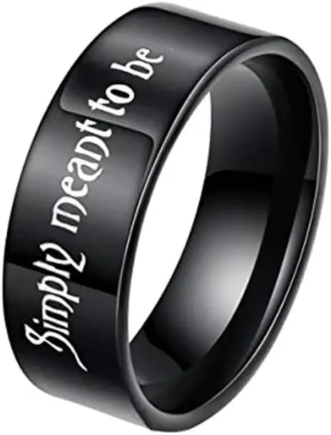 Jack and Sally Matching Rings for Couples Simply Meant to Be Promise Rings Skull Wedding Band Black Stainless Steel Engagement Jewelry Anniversary Valentine's Day Romantic Gifts for Women Men Lover